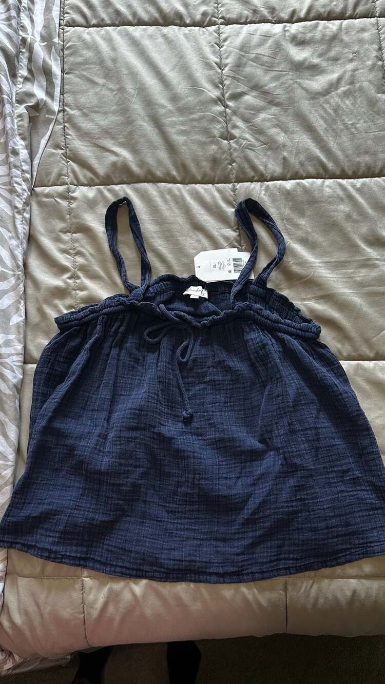 Wondery Blue Pen Cotton Gauze Cami Top Size XL
